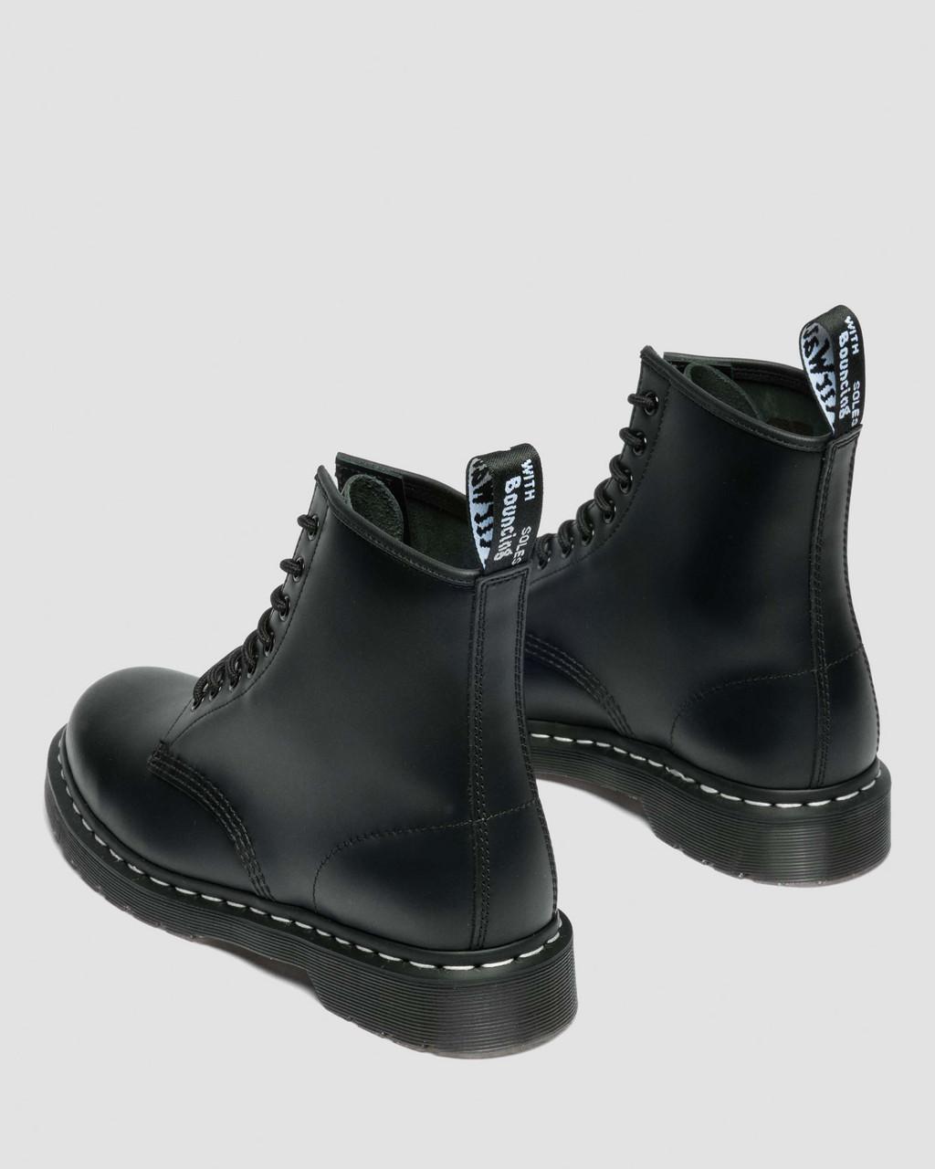 1460 White Stitch Smooth Leather Lace Up Boots - Black — Smooth Leather - image 5