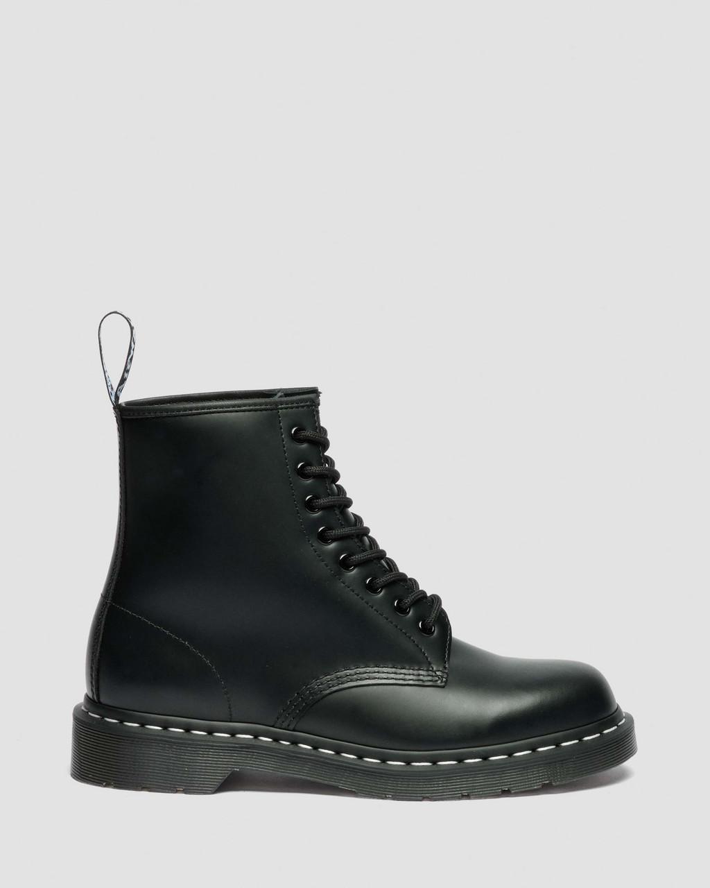 1460 White Stitch Smooth Leather Lace Up Boots - Black — Smooth Leather - image 6