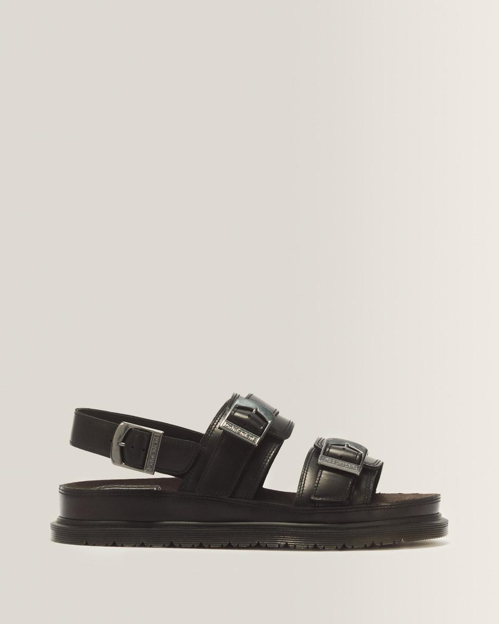 San Two Strap Leather Sandals - Black — Orleans