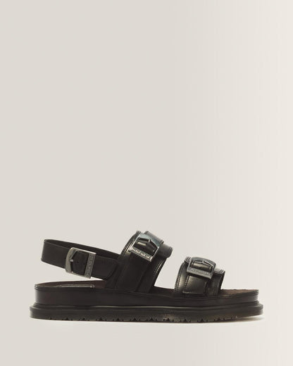 San Two Strap Leather Sandals - Black — Orleans