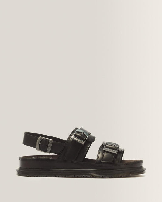 San Two Strap Leather Sandals - Black — Orleans