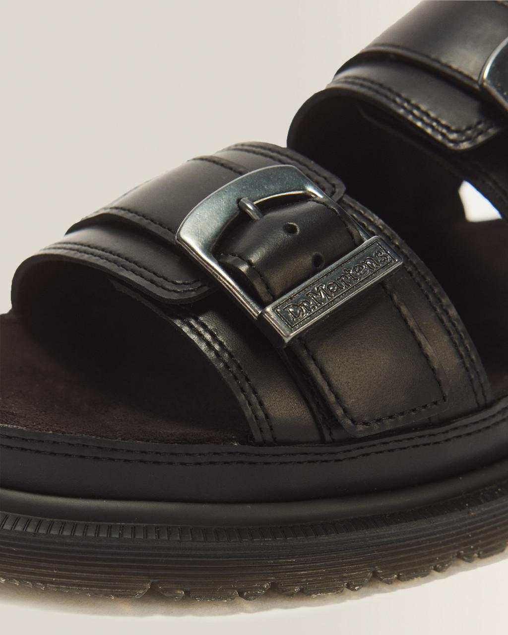 San Two Strap Leather Sandals - Black — Orleans - image 3