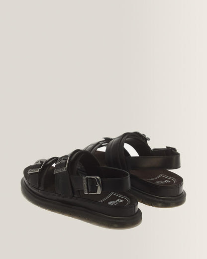 San Two Strap Leather Sandals - Black — Orleans - image 6