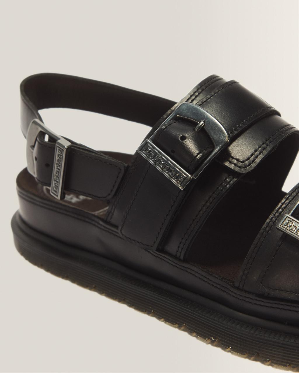 San Two Strap Leather Sandals - Black — Orleans - image 8