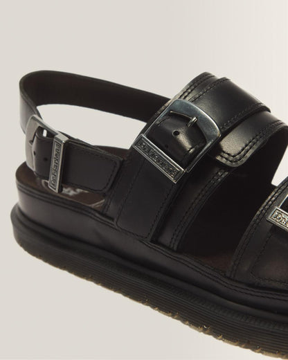 San Two Strap Leather Sandals - Black — Orleans - image 8