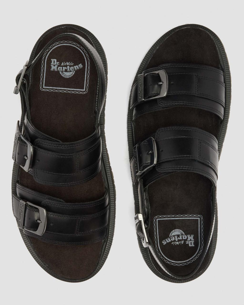 San Two Strap Leather Sandals - Black — Orleans - image 9