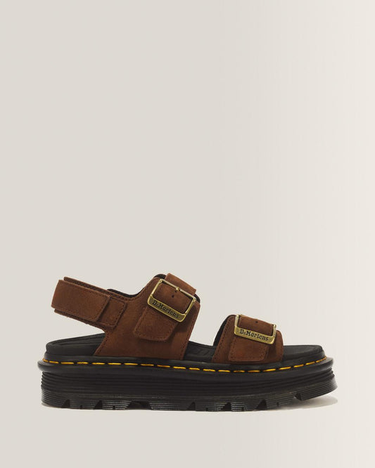 Zebzag Nubuck Platform Sandals - Sepia Brown — Tumbled Nubuck