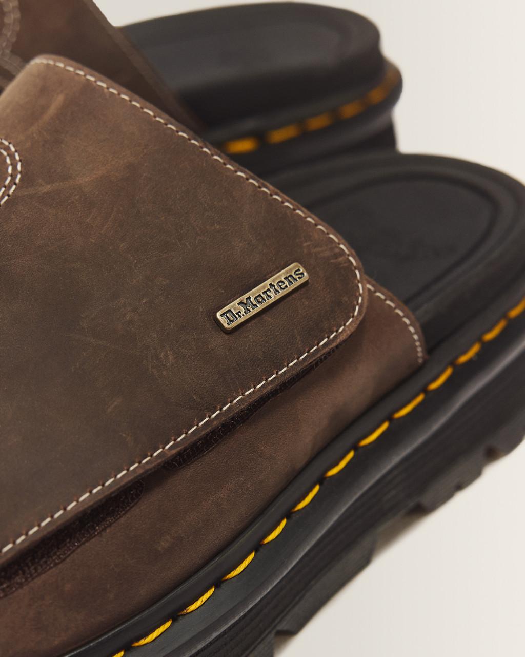 Zebzag Flower Crazy Horse Leather Slides - Dark Brown — Crazy Horse - image 3