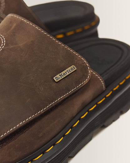 Zebzag Flower Crazy Horse Leather Slides - Dark Brown — Crazy Horse - image 3
