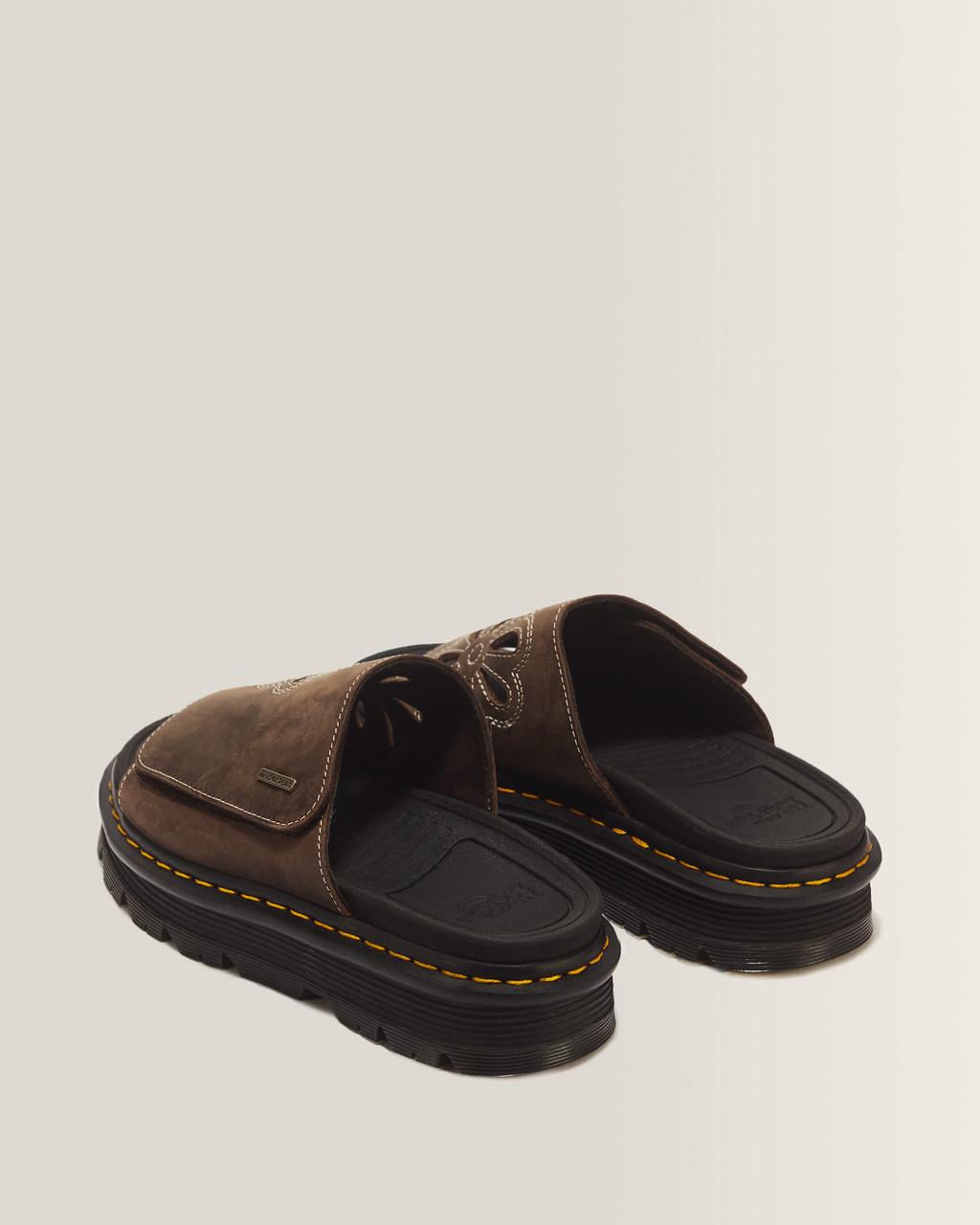 Zebzag Flower Crazy Horse Leather Slides - Dark Brown — Crazy Horse - image 6