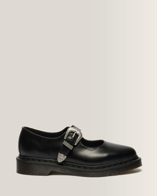 Elphie Mary Jane Buckle Atlas Leather Shoes - BLACK ATLAS — Atlas