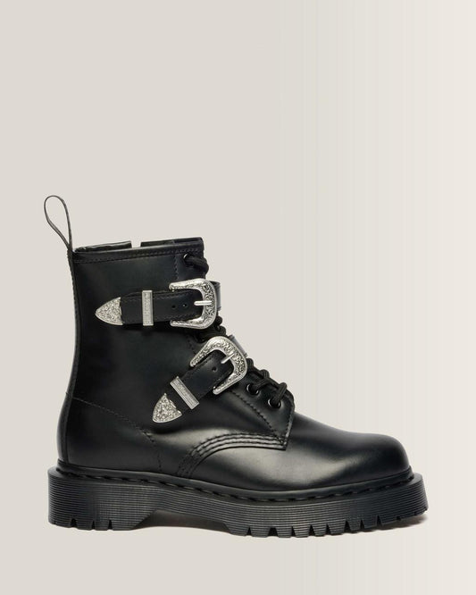 1460 Bex Western Buckle Leather Boots - BLACK ATLAS — Atlas