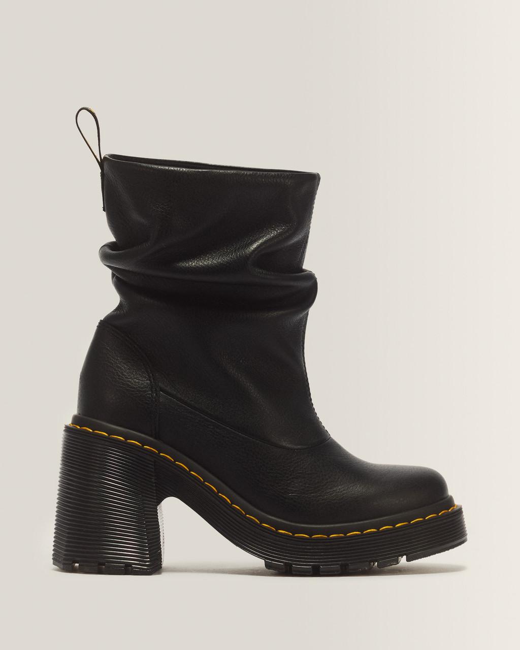 Kasey Lo Virginia Leather Heeled Boots - Black — Virginia