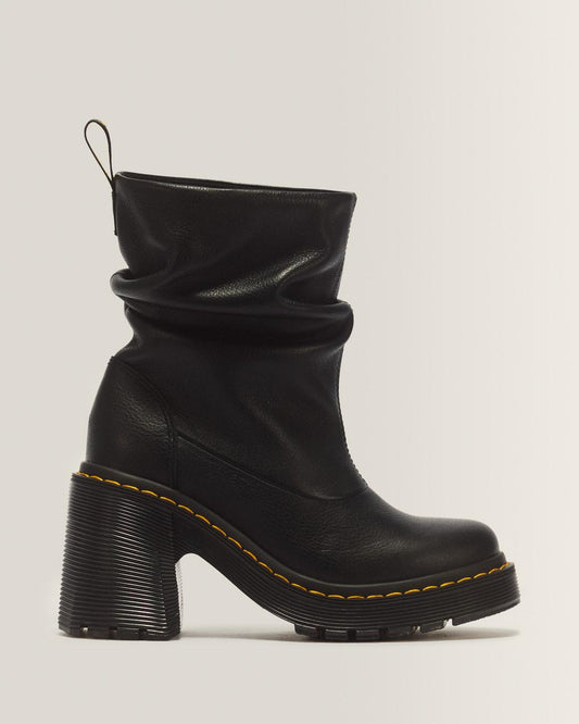 Kasey Lo Virginia Leather Heeled Boots - Black — Virginia