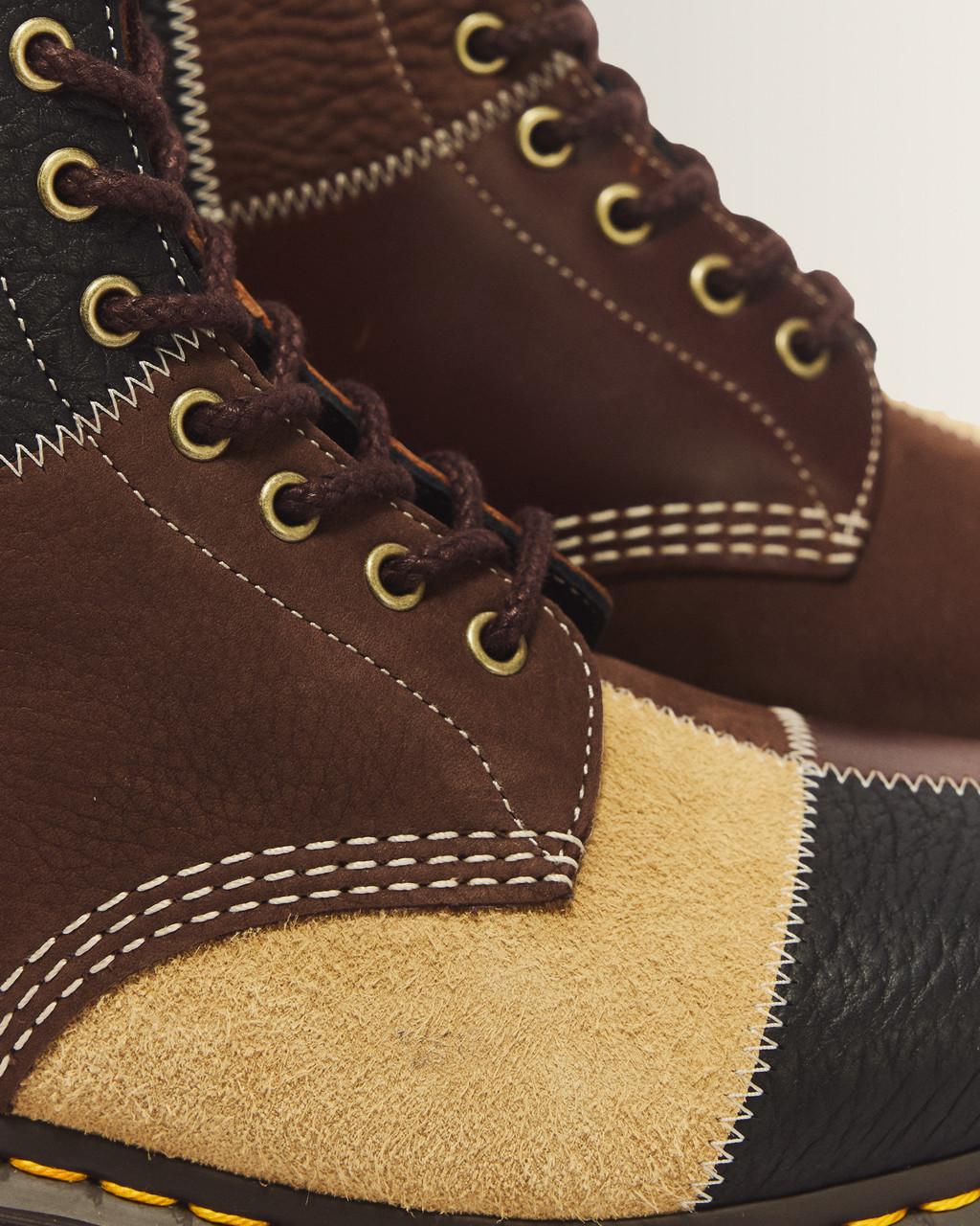 1460 Patchwork 8 Eye Leather & Nubuck Lace Up Boots - Default - image 3