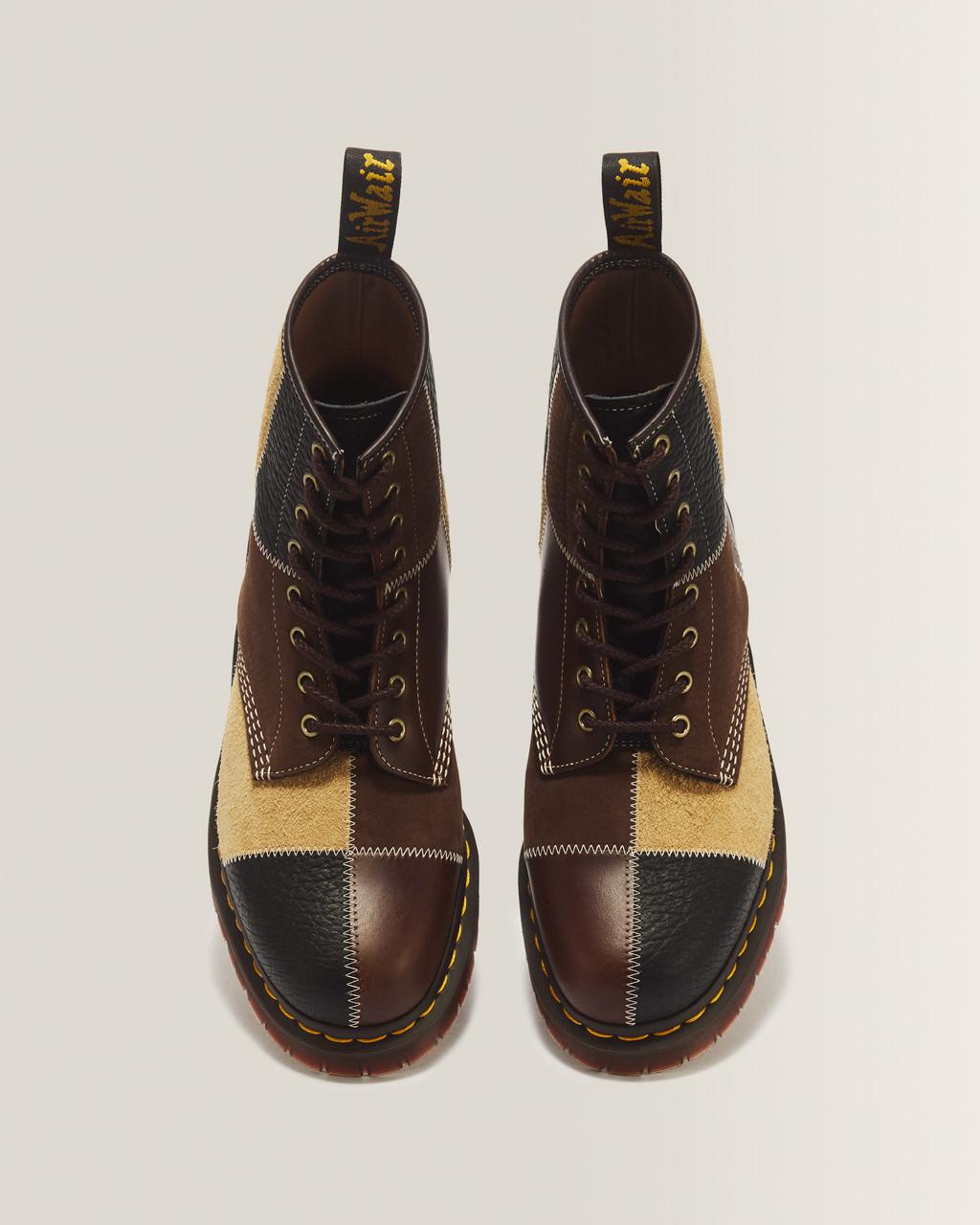 1460 Patchwork 8 Eye Leather & Nubuck Lace Up Boots - Default - image 4