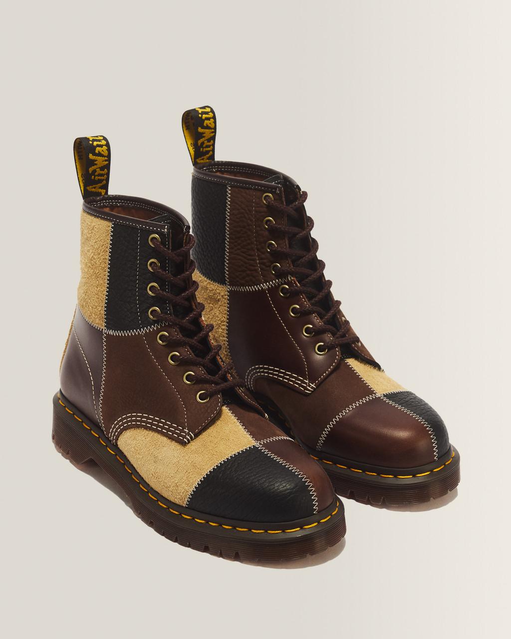 1460 Patchwork 8 Eye Leather & Nubuck Lace Up Boots - Default - image 5