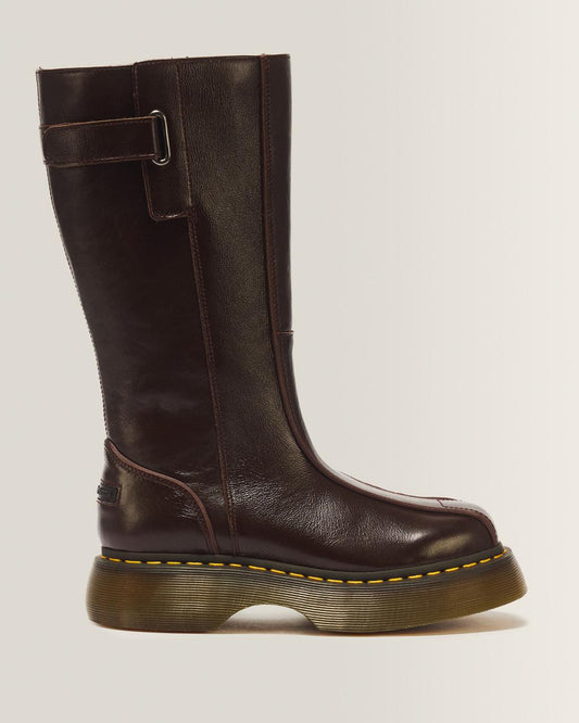 Buzz Hi Gloss Leather Boots - Brown — Milled Gloss