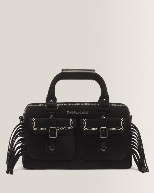 Top Handle Desert Rodeo Leather & Suede Bag - BLACK