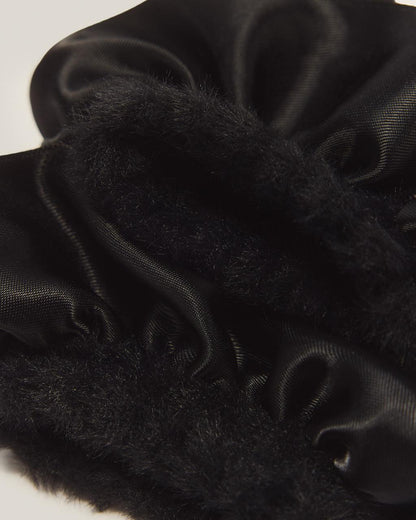 Satin Frill Fluffy Socks - BLACK — Poly - image 4