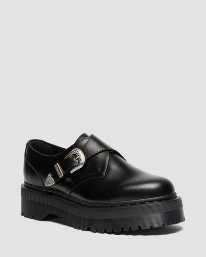 Retro Monk Quad Tumble Leather Strap Shoes - Mid Grey+Dusty Rose — Atlas