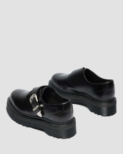 Retro Monk Quad Tumble Leather Strap Shoes - Mid Grey+Dusty Rose — Atlas - image 5