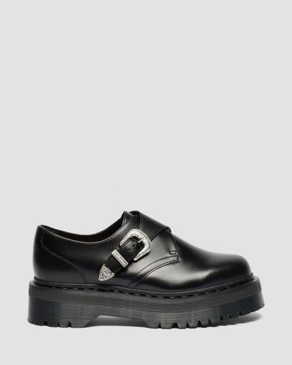 Retro Monk Quad Tumble Leather Strap Shoes - Mid Grey+Dusty Rose — Atlas - image 6