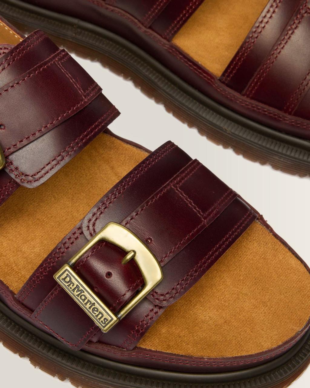 San Two Strap Leather Sandals - CHERRY RED — Orleans - image 3