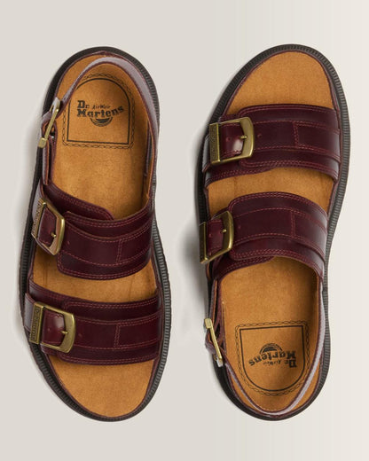 San Two Strap Leather Sandals - CHERRY RED — Orleans - image 4