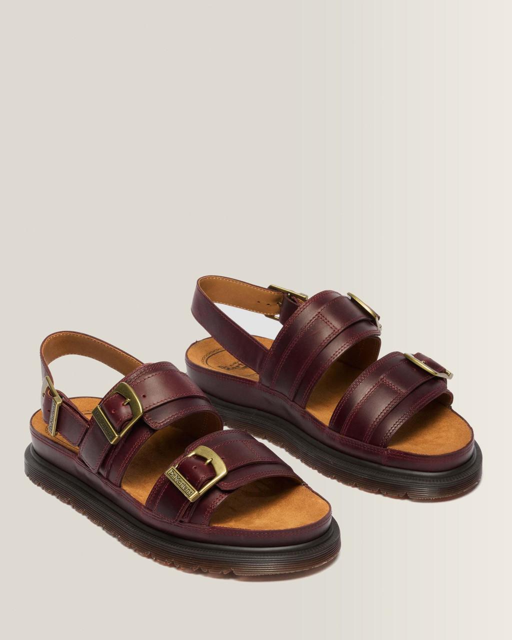 San Two Strap Leather Sandals - CHERRY RED — Orleans - image 5