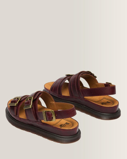 San Two Strap Leather Sandals - CHERRY RED — Orleans - image 6