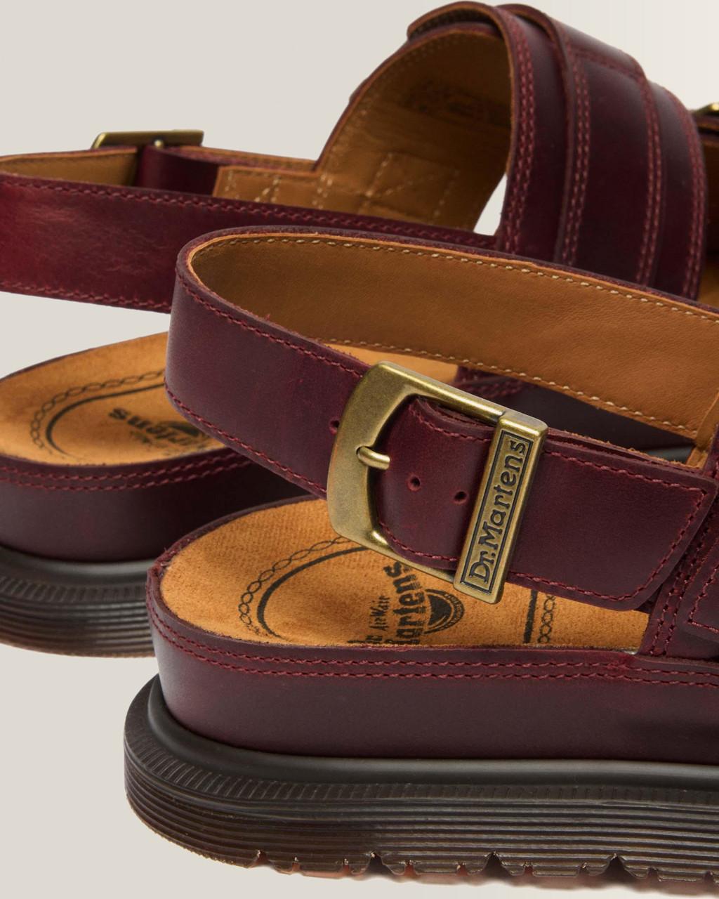 San Two Strap Leather Sandals - CHERRY RED — Orleans - image 8