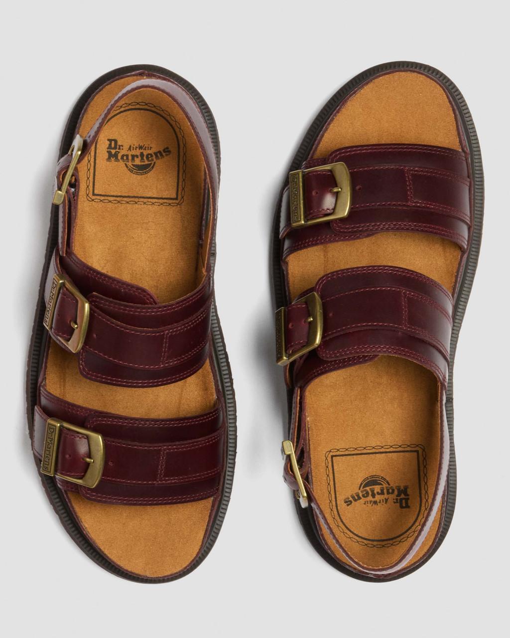 San Two Strap Leather Sandals - CHERRY RED — Orleans - image 9