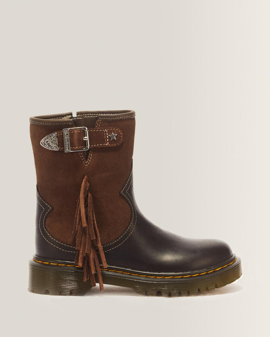 Genaya Desert Rodeo Junior Leather & Suede Rigger Boots - DARK BROWN