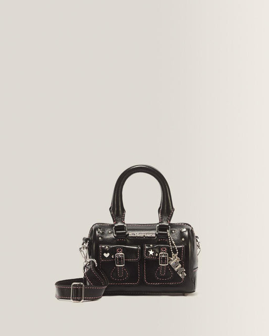 Mini Top Handle Milled Gloss Leather Bag - BLACK — Milled Gloss