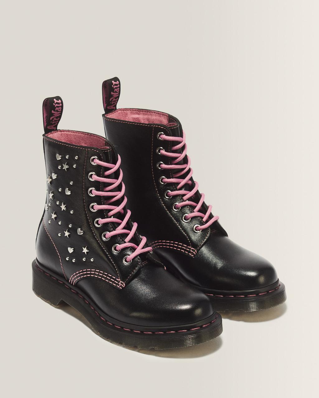 1460 Pascal Hearts & Stars Milled Gloss Leather Lace Up Boots - Milled Gloss - image 5