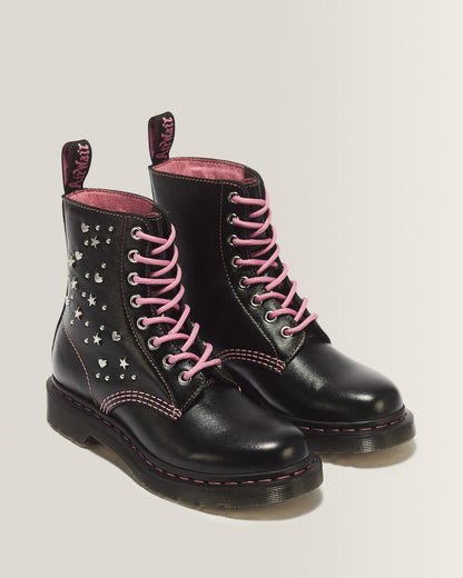 1460 Pascal Hearts & Stars Milled Gloss Leather Lace Up Boots - Milled Gloss - image 5