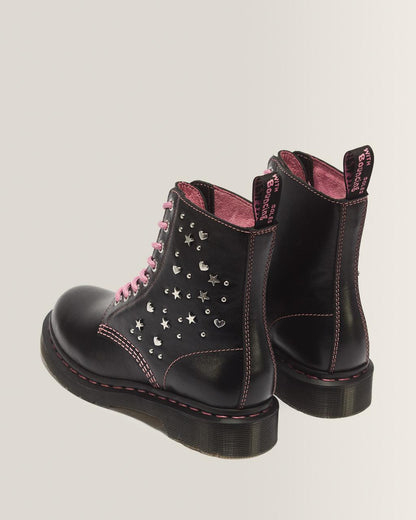 1460 Pascal Hearts & Stars Milled Gloss Leather Lace Up Boots - Milled Gloss - image 6