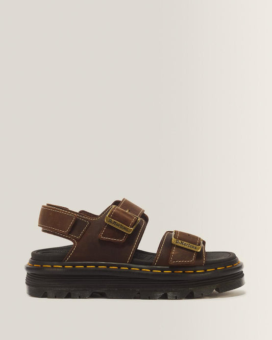 Zebzag Crazy Horse Leather Sandals - Dark Brown — Crazy Horse