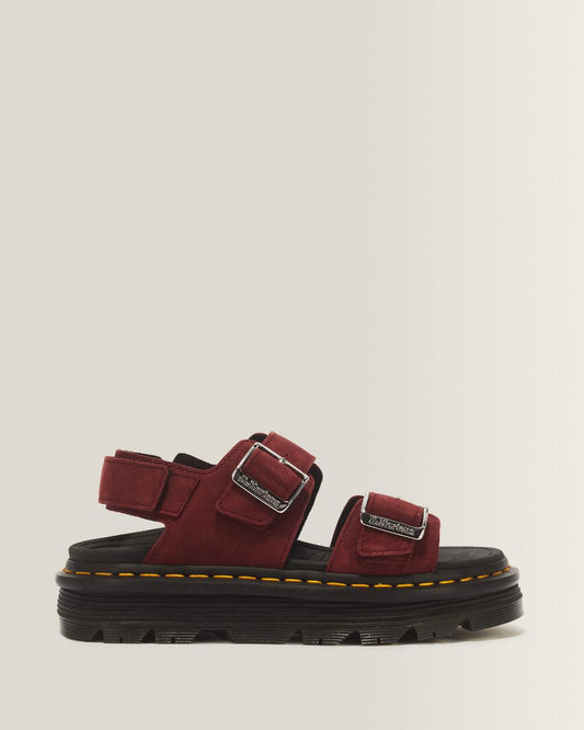 Zebzag Milled Nubuck Sandals - Cherry Red — Milled Nubuck Wp