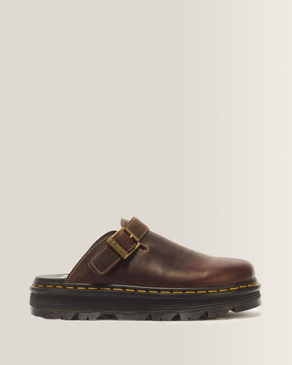Zebzag Crazy Horse Leather Mules - Dark Brown — Crazy Horse