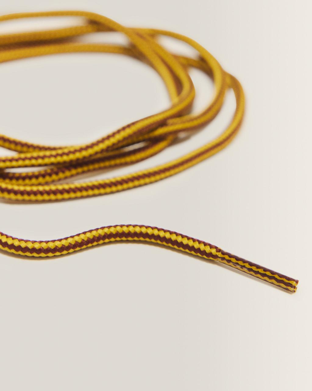 55 Inch Round Shoe Laces (8-10 Eye) - Brown+Yellow — Polyester - image 3