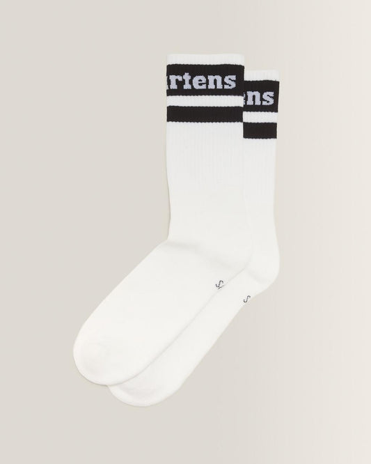 Athletic Logo Organic Cotton Blend Socks - White+Black — Cotton Blend