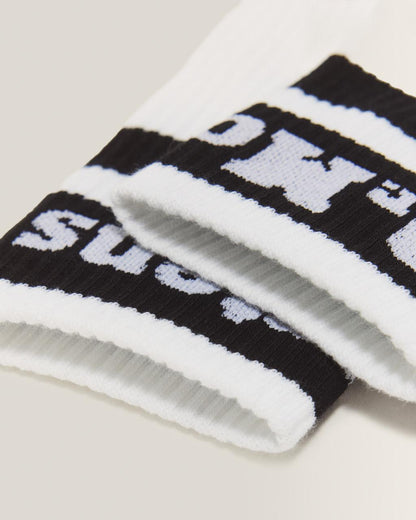 Athletic Logo Organic Cotton Blend Socks - White+Black — Cotton Blend - image 3