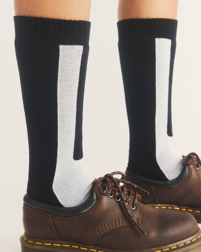 Double Doc Cotton Blend Socks - Black+White — Cotton Blend - image 2