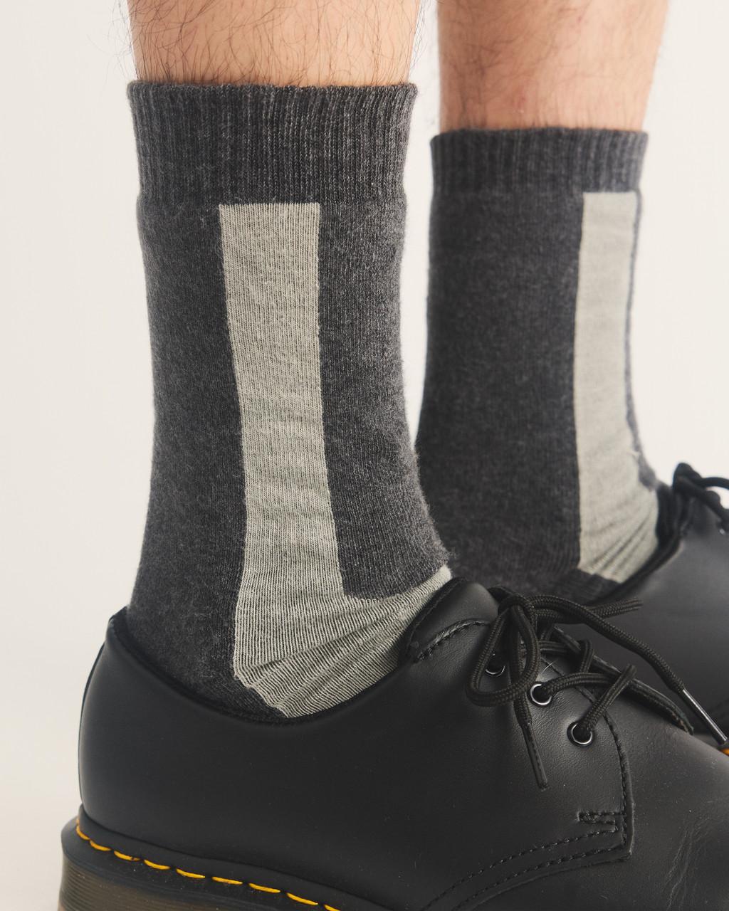Double Doc Cotton Blend Socks - Charcoal — Cotton Blend - image 2