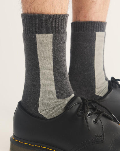 Double Doc Cotton Blend Socks - Charcoal — Cotton Blend - image 2