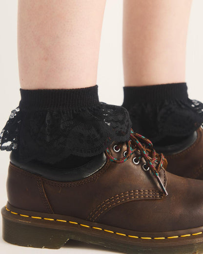 Frill Organic Cotton Socks - Black — Organic Cotton Blend - image 2