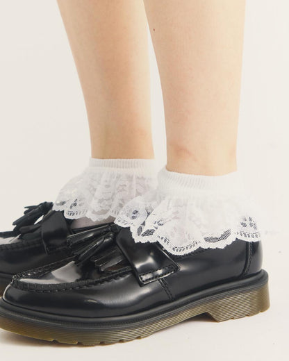 Frill Organic Cotton Socks - White — Organic Cotton Blend - image 2