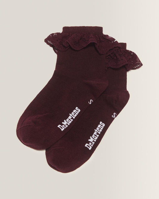 Frill Organic Cotton Blend Socks - BURGUNDY — Organic Cotton Blend